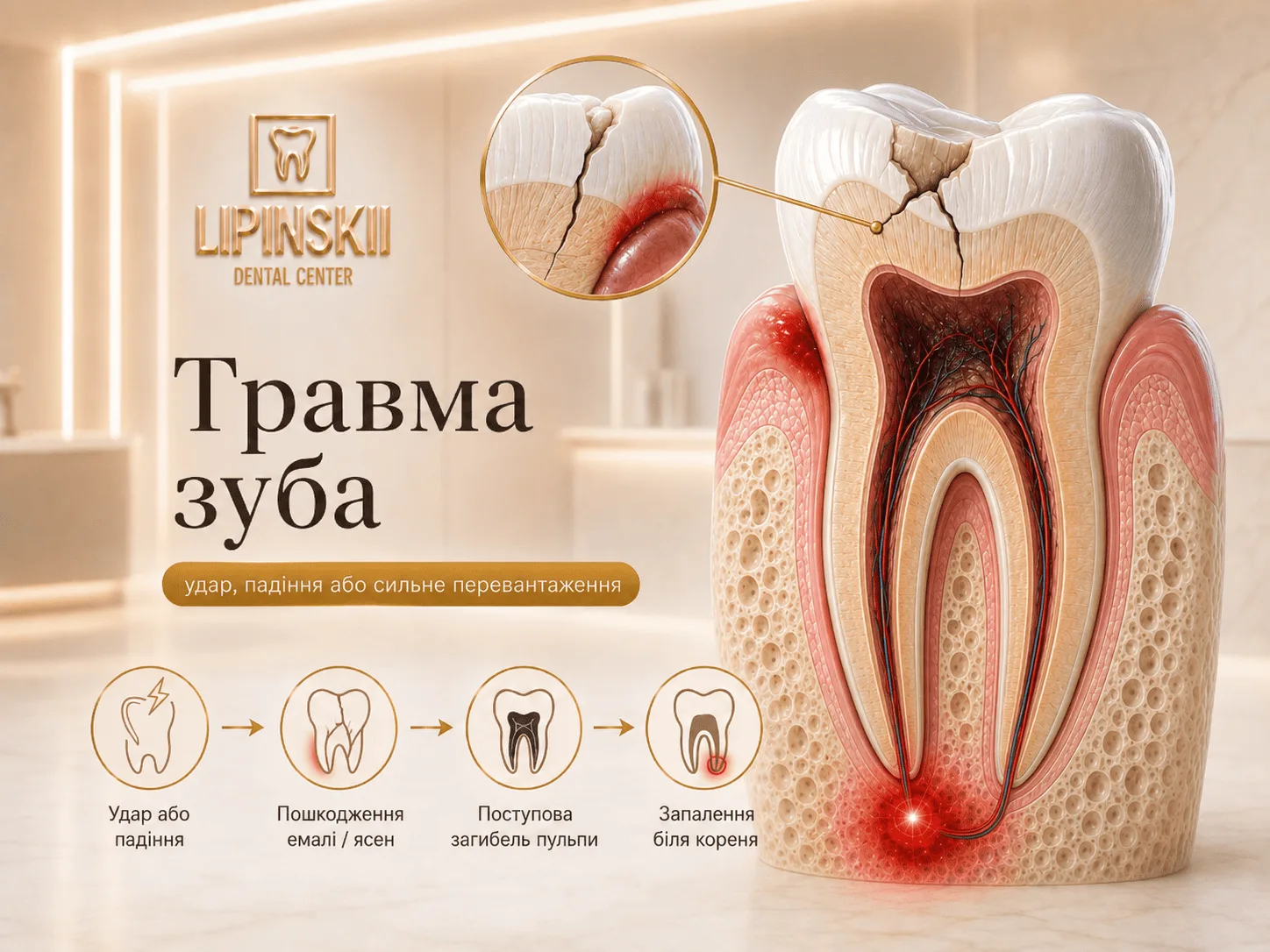 Травма зуба як причина запалення кореня зуба